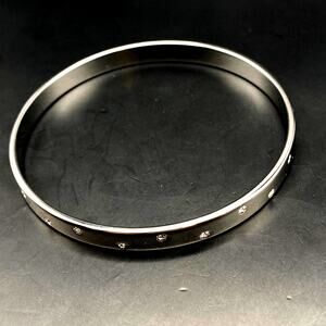 NWOT SWAROVSKI Pave Crystals Bangle Bracelet Silver Tone Classic Modern 8 1/4"